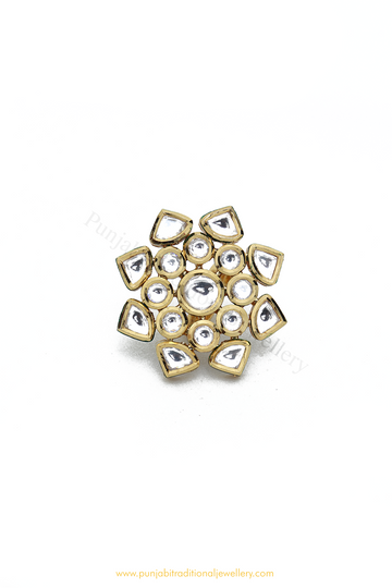 Gold Finished Kundan Ring By PTJ